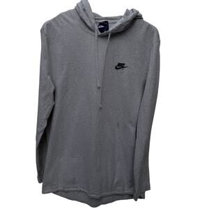 Nike Mens Lightweight Hoodie Gray Swoosh Logo Long Sleeve L